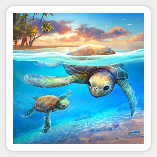 Tobago Turtles Sticker by Shellz-art